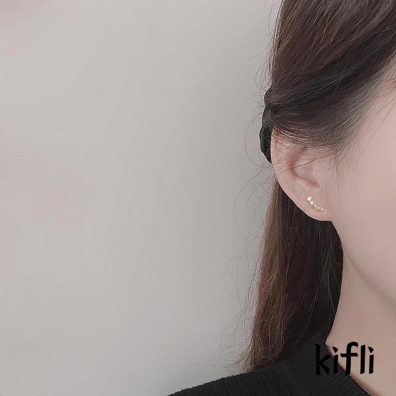 Anting Tusuk,Gantung,Desain Geometri Hias Zircon,Gaya Simple,Untuk Wanita