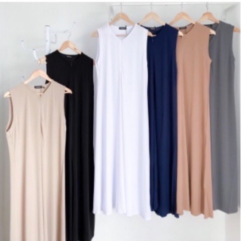 INNER SPAN DRESS RAJUT KNIT PREMIUM | LONG DRESS SPAN RAJUT TANPA LENGAN