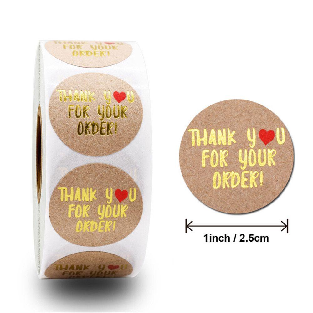 R-flower 500pcs Thank You Sticker Roll Packaging Paket Kado Kertas Scrapbooking Retro