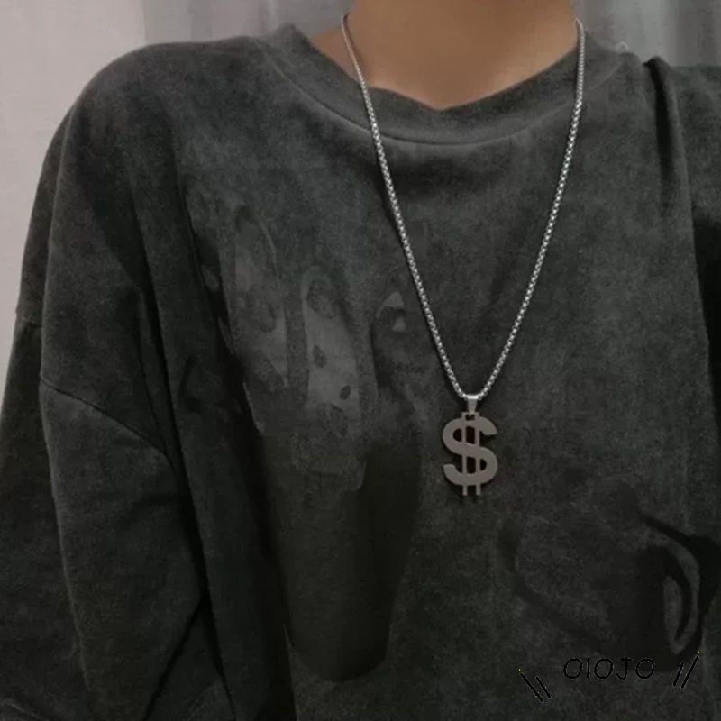 Kalung Liontin Tanda Dolar Baja Titanium Hip Hop Kepribadian Baja - ol