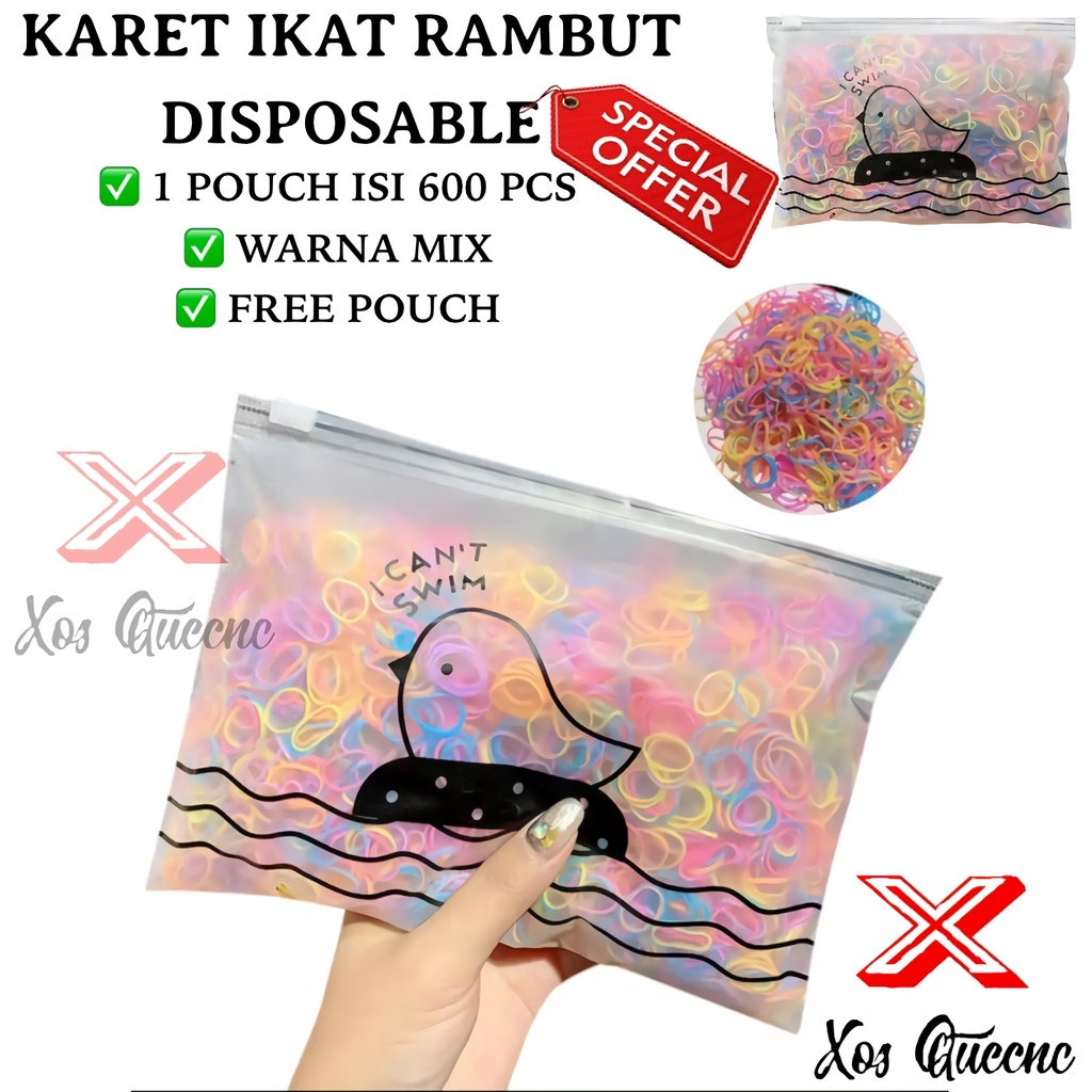 [XOQ] Karet Ikat Rambut Jepang 600 Pcs Warna Campur / Karet Ikat Rambut Jepang / Karet Ikat Rambut Warna Warni / Karet Kunciran Rambut