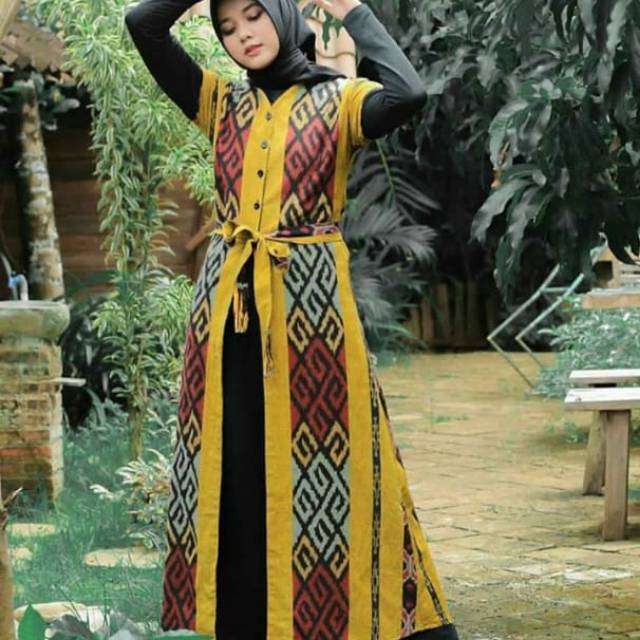 Kardigan tenun motif toraja yelow original B1