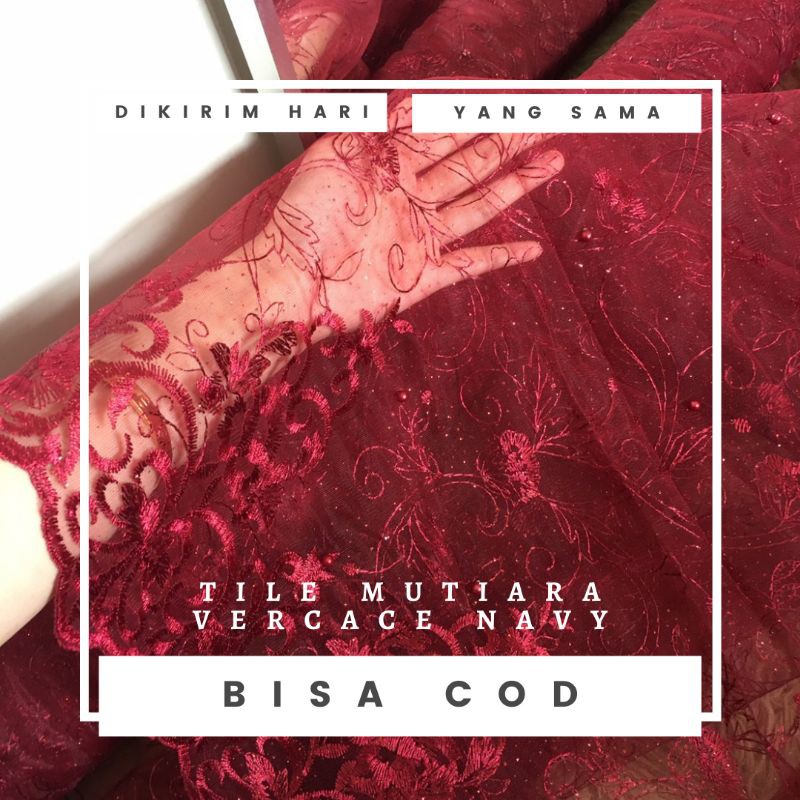 Kain Tile Mutiara Vercace Warna Merah Marun