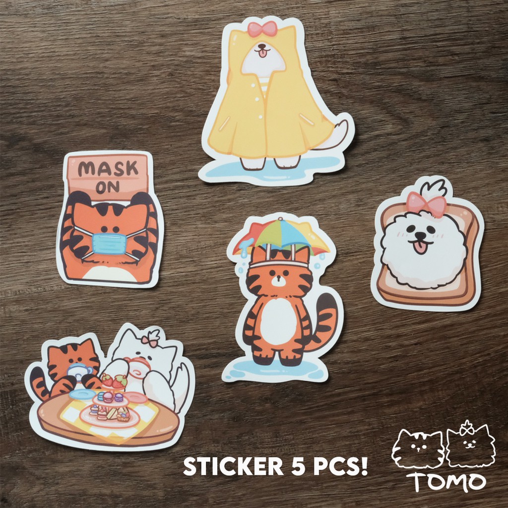 

[TOMO & FRIENDS] STICKER CAT DOG CUTE AESTHETIC LUCU/HP/LAPTOP/TUMBLR – DAILY LIFE VOL.001 (5 PCS)