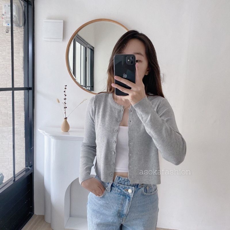 Crop Top Angel Button Cardy Rajut / Cardigan Rajut Wanita / Kardigan Crop Kancing 7  Premium