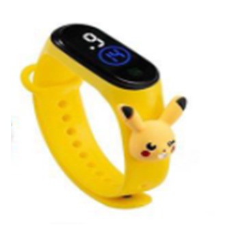 MoonLand JT203 Jam tangan anak  Elektronik Tahan Air IP67 Motif Kartun Anak Laki-laki Perempuan LED-Yellow pikachu