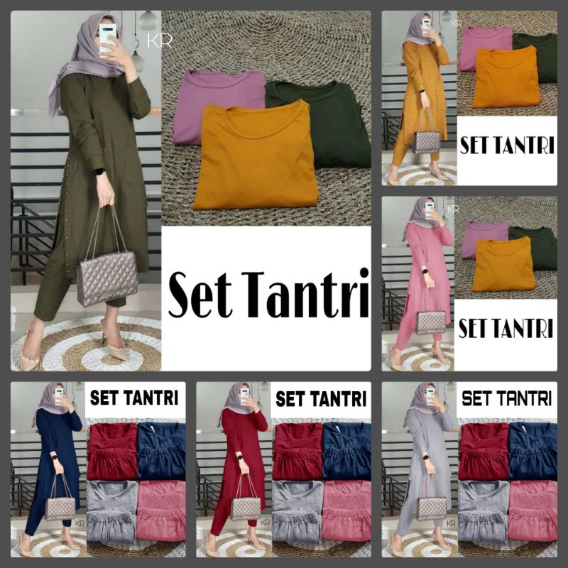 SET TANTRI FASHION PAKAIAN WANITA SETELAN CELANA DAN ATASAN BAHAN JERSEY ADA VIDEO REAL PICTADA VIDEO REAL PICT KR