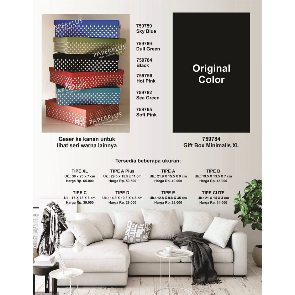 

Kotak kado/Kotak Hadiah/Gift Box Minimalis XL_Polkadot Spectra Black