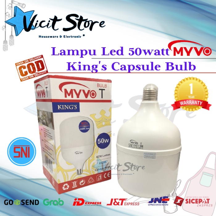 Lampu Led 50watt Jumbo Myvo King Capsule T Bulb Nyala Putih Bergaransi