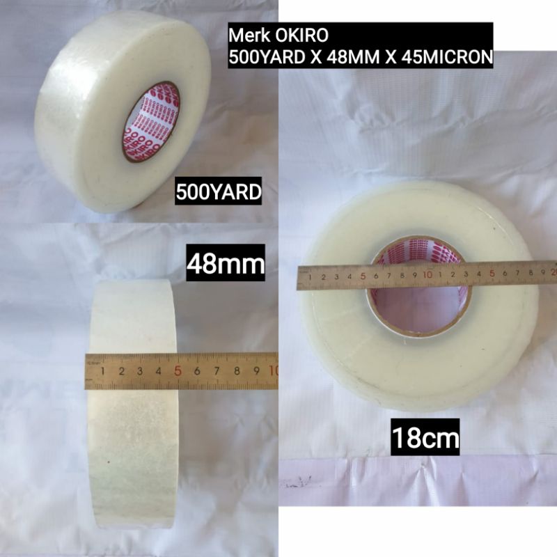 Lakban Bening 500Yard Okiro 48mm x45micron Daya Lengket Kuat