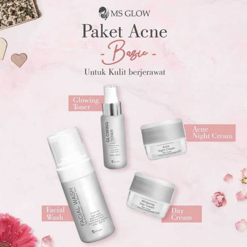 [ MS GLOW ] PAKET ACNE BASIC SKINCARE ASLI ORIGINAL