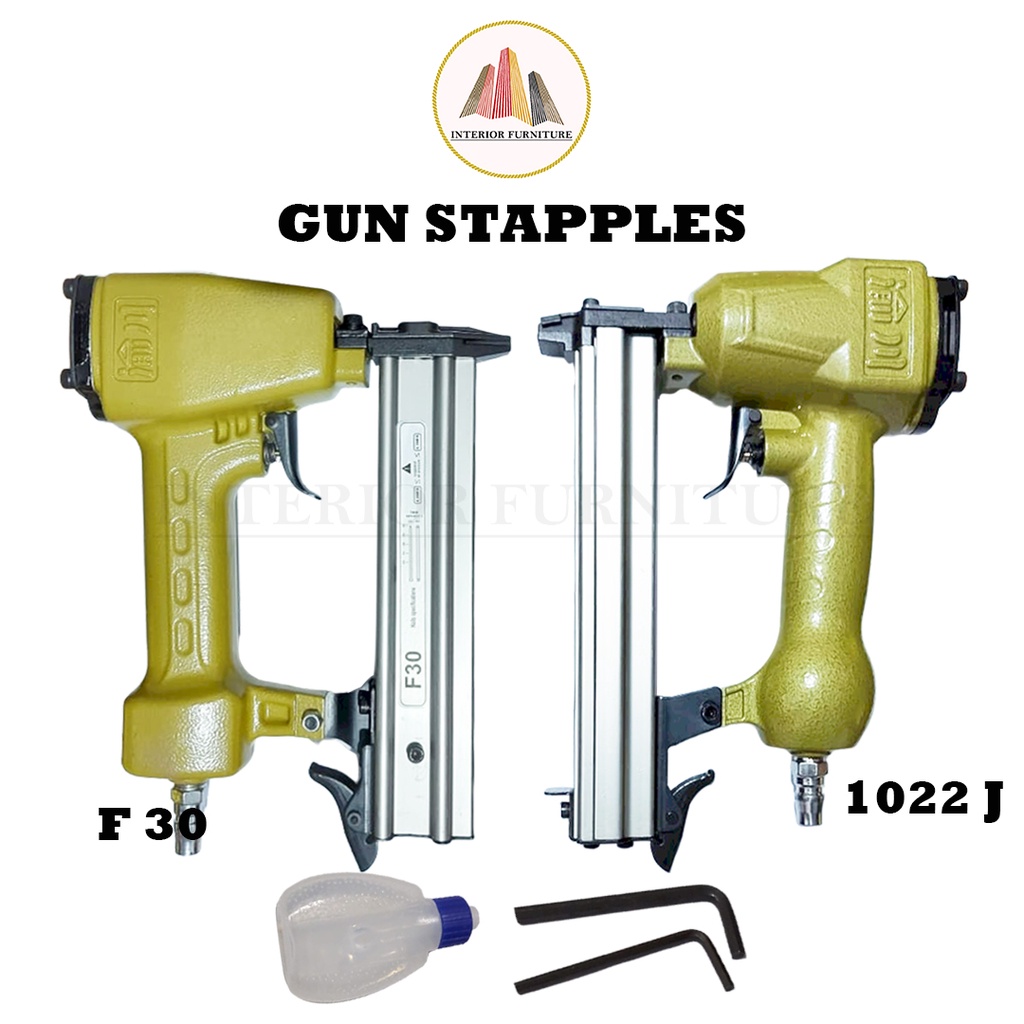 Mesin Air Nailer Gun Nail Alat Paku Tembak U dan I Staples Stapler Angin 1022 J dan F30