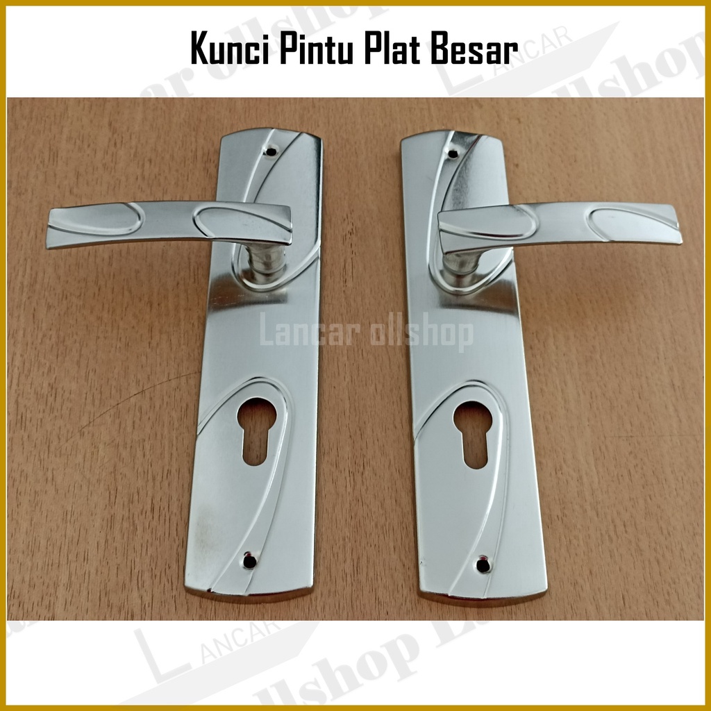 kunci pintu besar plat putih kuning panjang 25 cm / handel pintu besar plat