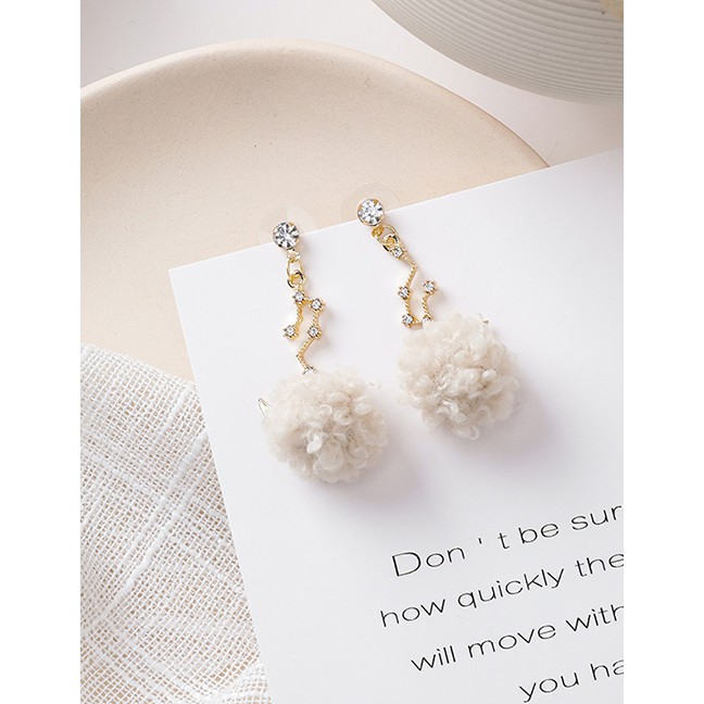 LRC Anting Tusuk Fashion 925 Silver Needle Star Moon Ball Earrings D48786