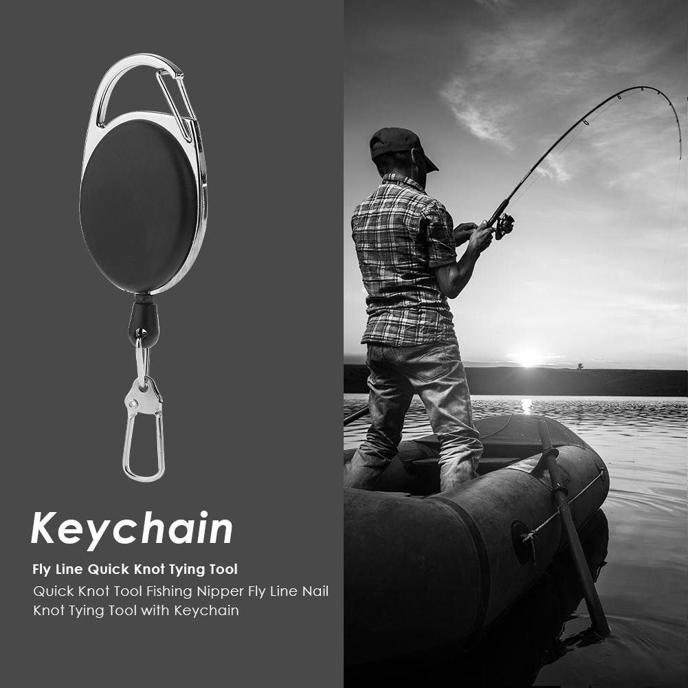 MOJITO Fly Fishing Key Ring Retractor Extractor Retractable Reel Anglers Keychain Tool