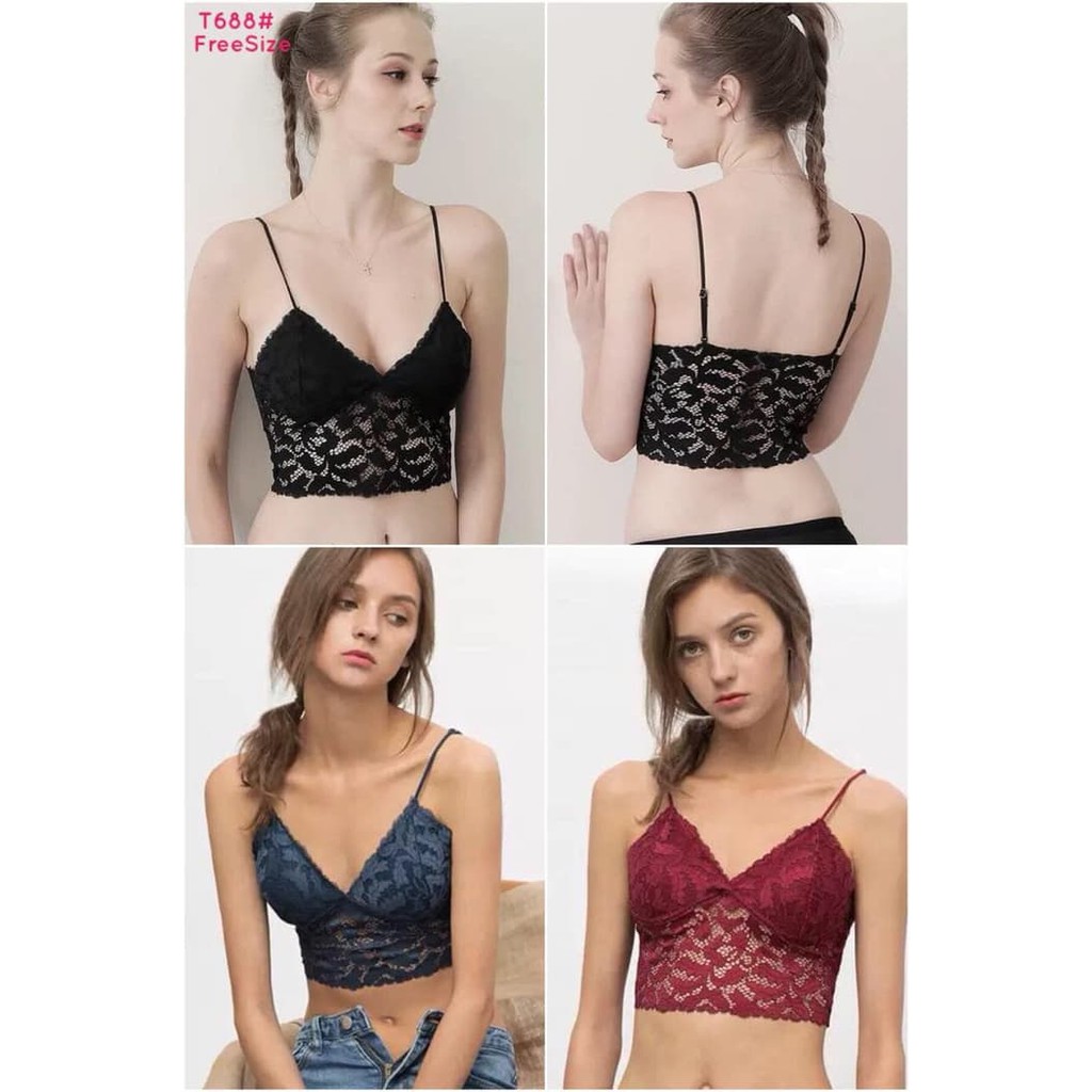 Manset - Crop Top - Atasan Wanita Tanktop Crop Lace Cr-688 - Hitam Produk Terbaik