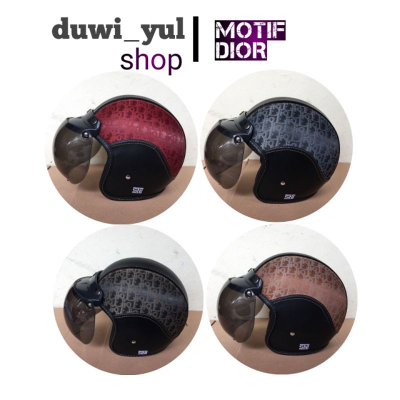 Helm Bogo Dewasa Helm Bogo Kulit Helm Bogo SNI Helm Bogo Wanita Motif Dior