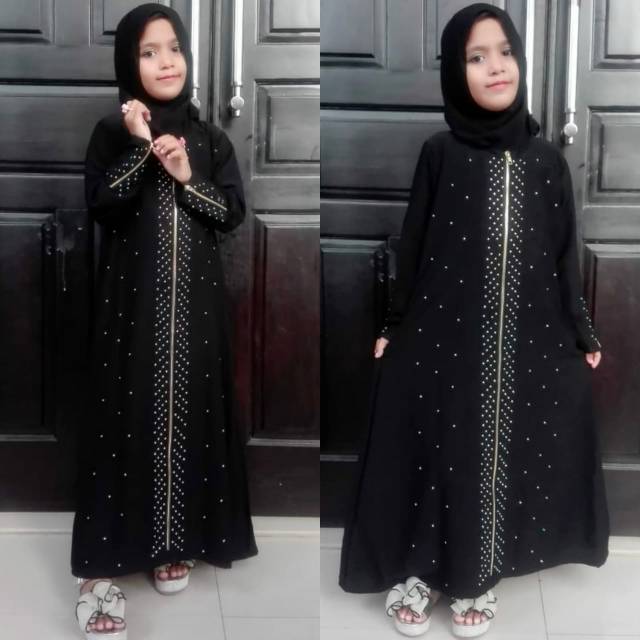 GALLERY ABAYA EXCLUSIVE ABAYA ZIPER MATA RESLETING EMAS SANGAT CANTIK, ANGGUN DAN BERTABUR MATA2