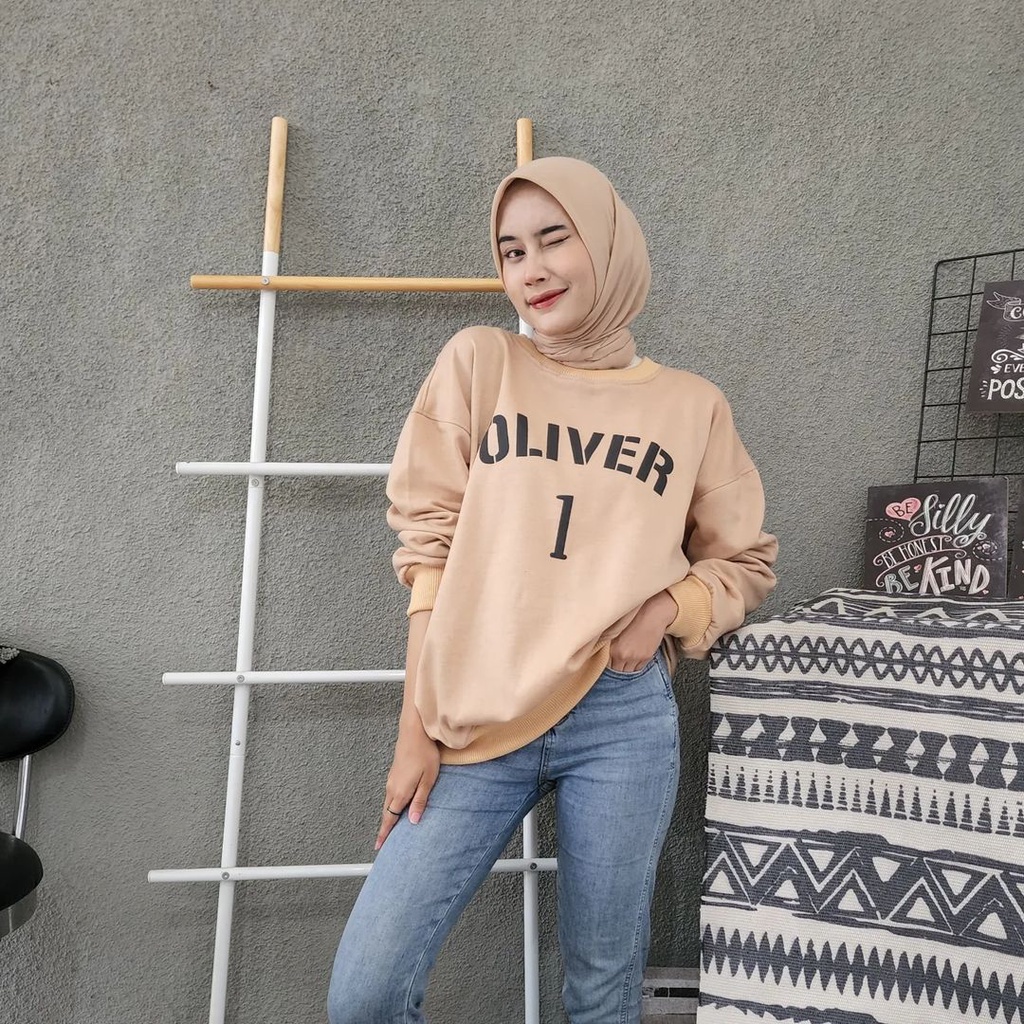 OLIVER 2XL 3XL Oversize Sweater Crewneck Oblong | Outerwear Wanita Terbaru Fashion Terkini Korean Style