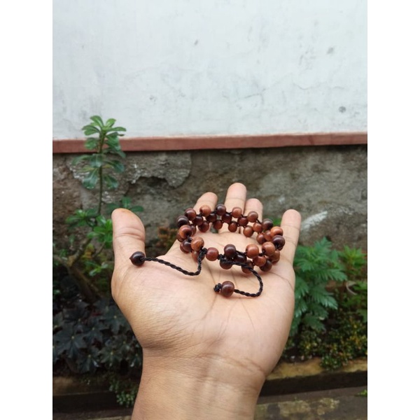 Gelang kayu bertuah setigi asli tenggelam 8mm model anyam | ready tasbih setigi dewandaru nagasari c