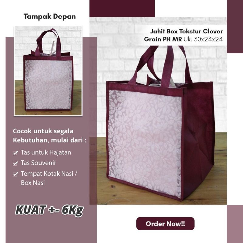 

DE JADOEL Goodie Bag Tas Spunbond 3D Premium Kotak Nasi 24x24 cm Hajatan Nikahan Souvenir Lebaran 20x20 22x22 cm