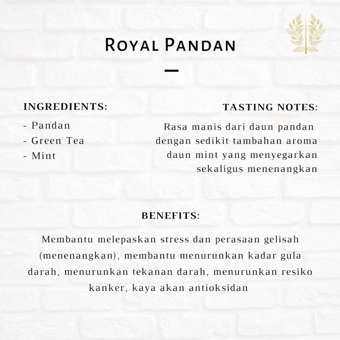 

Teh-Daun- Amate - All Day Tea Series, Premium Artisan Cotton Tea Bag Tea Blend -Daun-Teh 800 Teh-