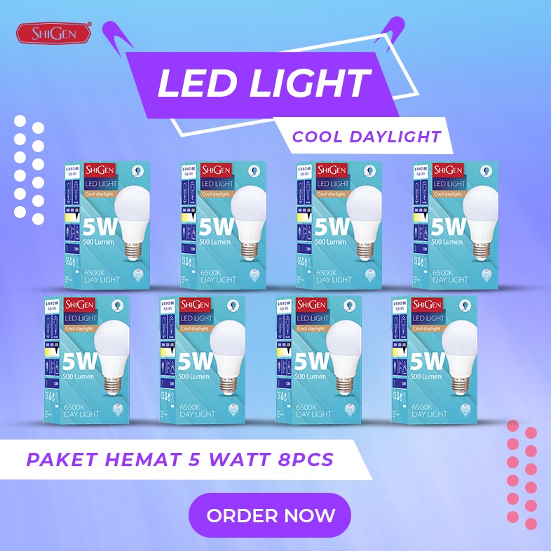 SHIGEN Lampu LED Cool Day light Cahaya Putih / PAKET HEMAT SG - 778 {PER 8PCS}