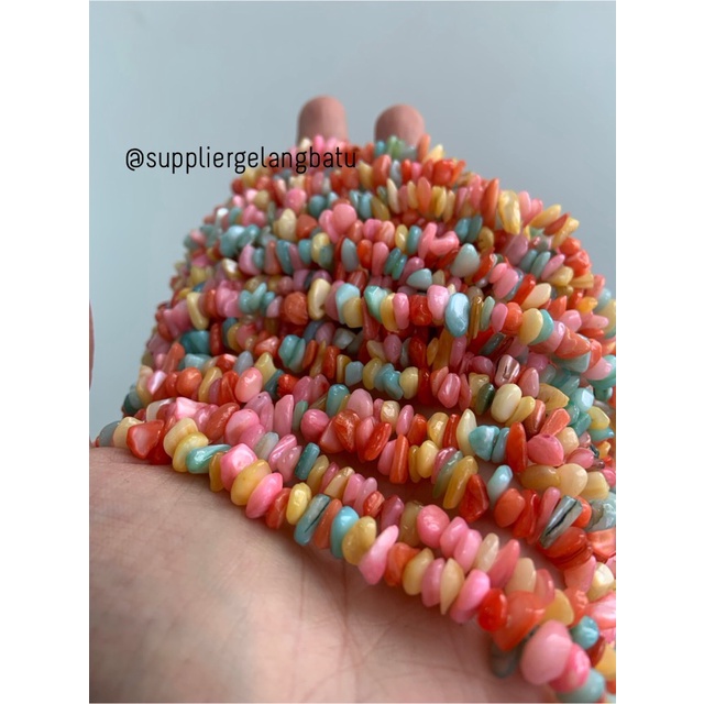 kerikil kerang SOFT MULTICOLOUR MIX WARNA 1cm bahan gelang kalung lucu