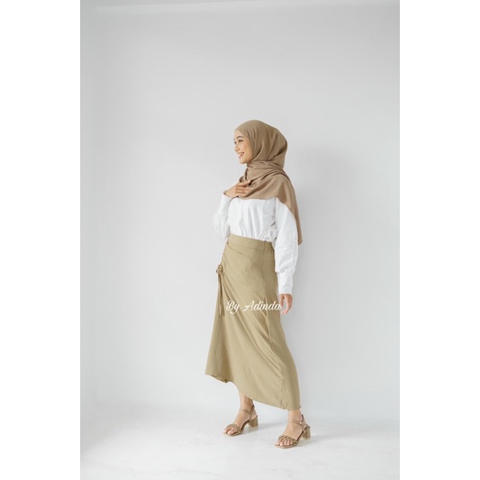 𝐁𝐘 𝐀𝐃𝐈𝐍𝐃𝐀 Tamara Skirt - Rok Serut Casual Flowy Crinkle Skirt Airflow Midi Maxi Ruched - Rok Wanita Korean look