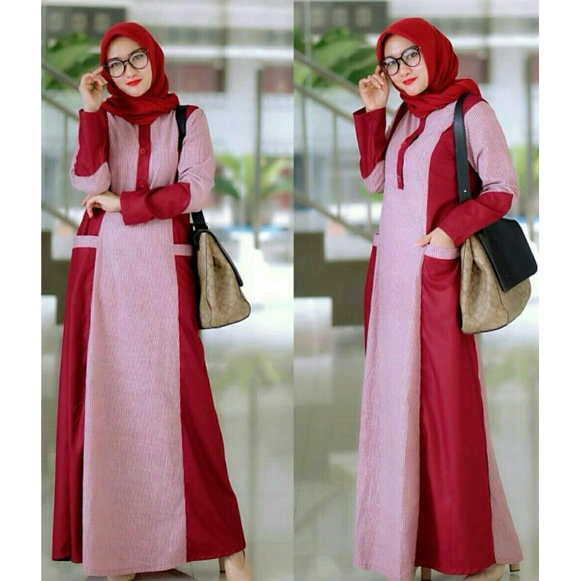 GAMIS SYARI PREMIUM-Gamis wanita maxi jihan marun dres baju muslim