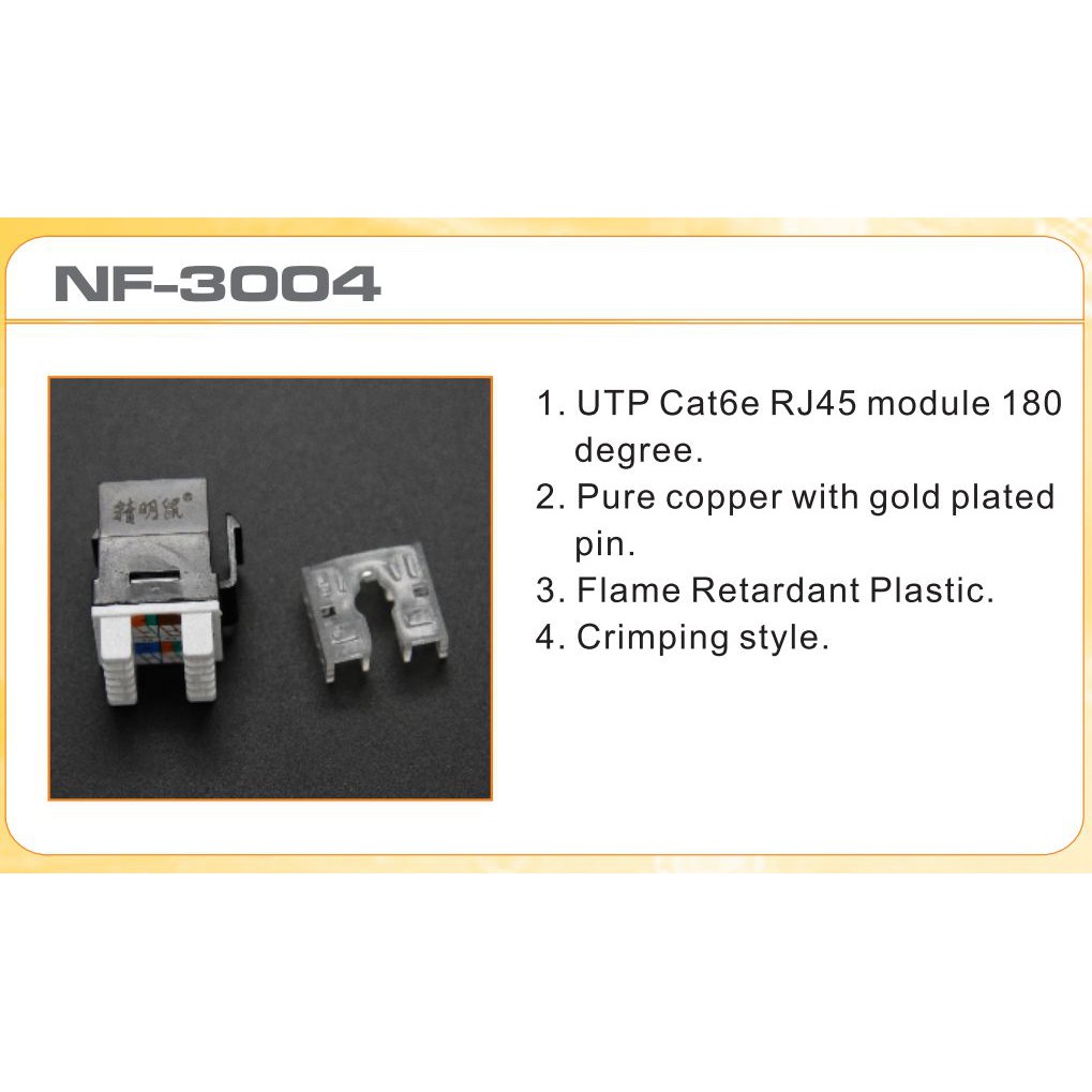 MODULAR JACK CAT 6 cat6 cat-6 RJ-45 NOYAFA NF-3004 KEYSTONE faceplate