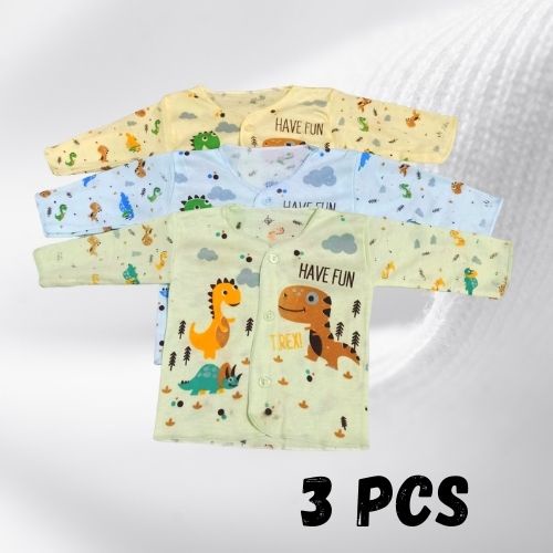 [3 pcs] Baju Atasan Bayi Motif Model Tangan Pendek