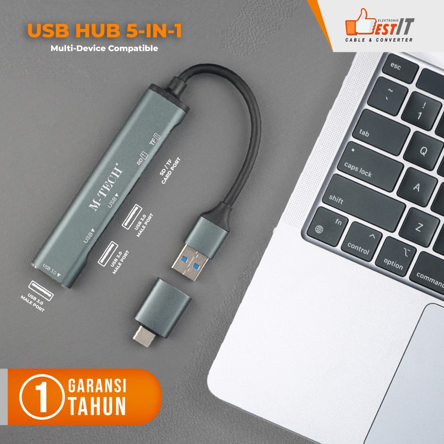 USB HUB 3.0 5 IN 1 USB, SD Card, TF Card + Type C OTG 5Gbps M-Tech