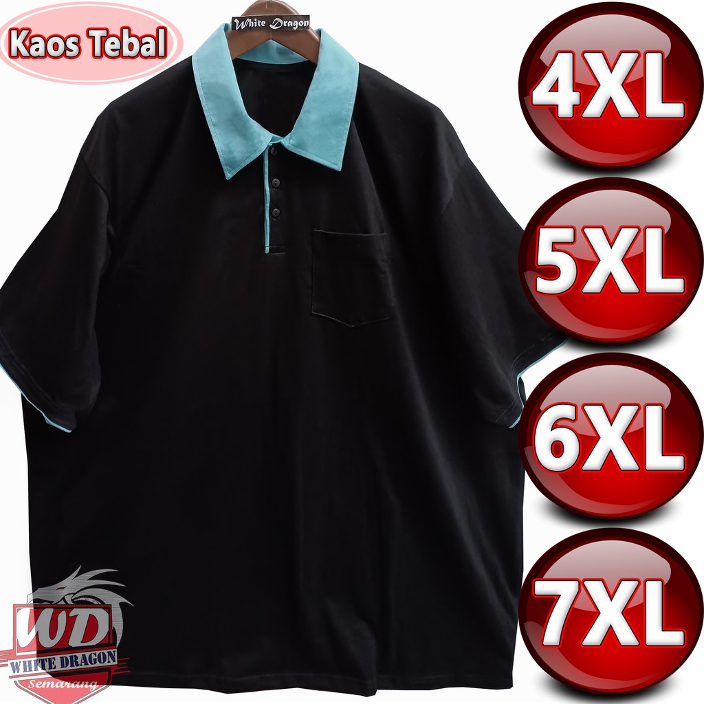 KAOS POLO 4XL 5XL 6XL 7XL HITAM KERAH BIRU BIG SIZE JUMBO