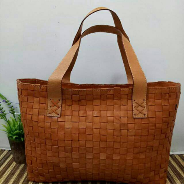 Tas Kulit sapi Bottega Anyam 1cm