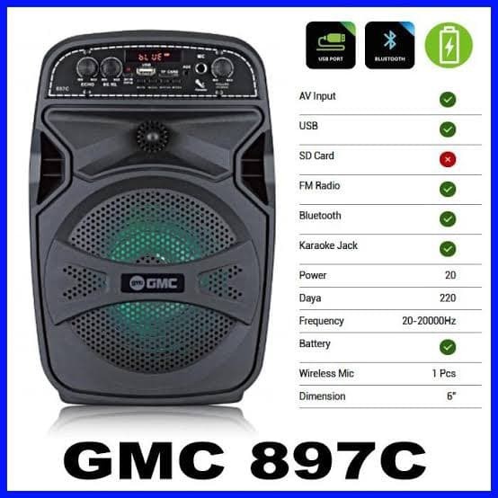 Speaker GMC 897C ( 6 Inch ) Portable Meeting Bluetooth USB Karaoke Radio PROMO