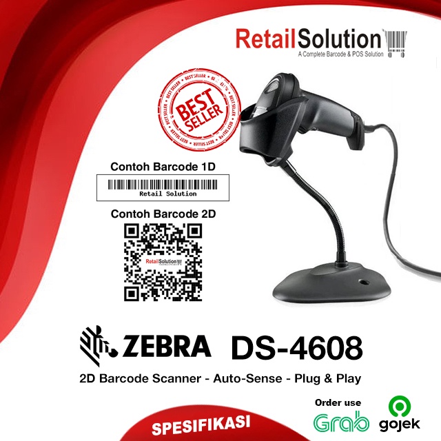 Jual Barcode Scanner 2d Qr Code Usb Zebra Ds4608 Ds 4608 Shopee Indonesia 5516