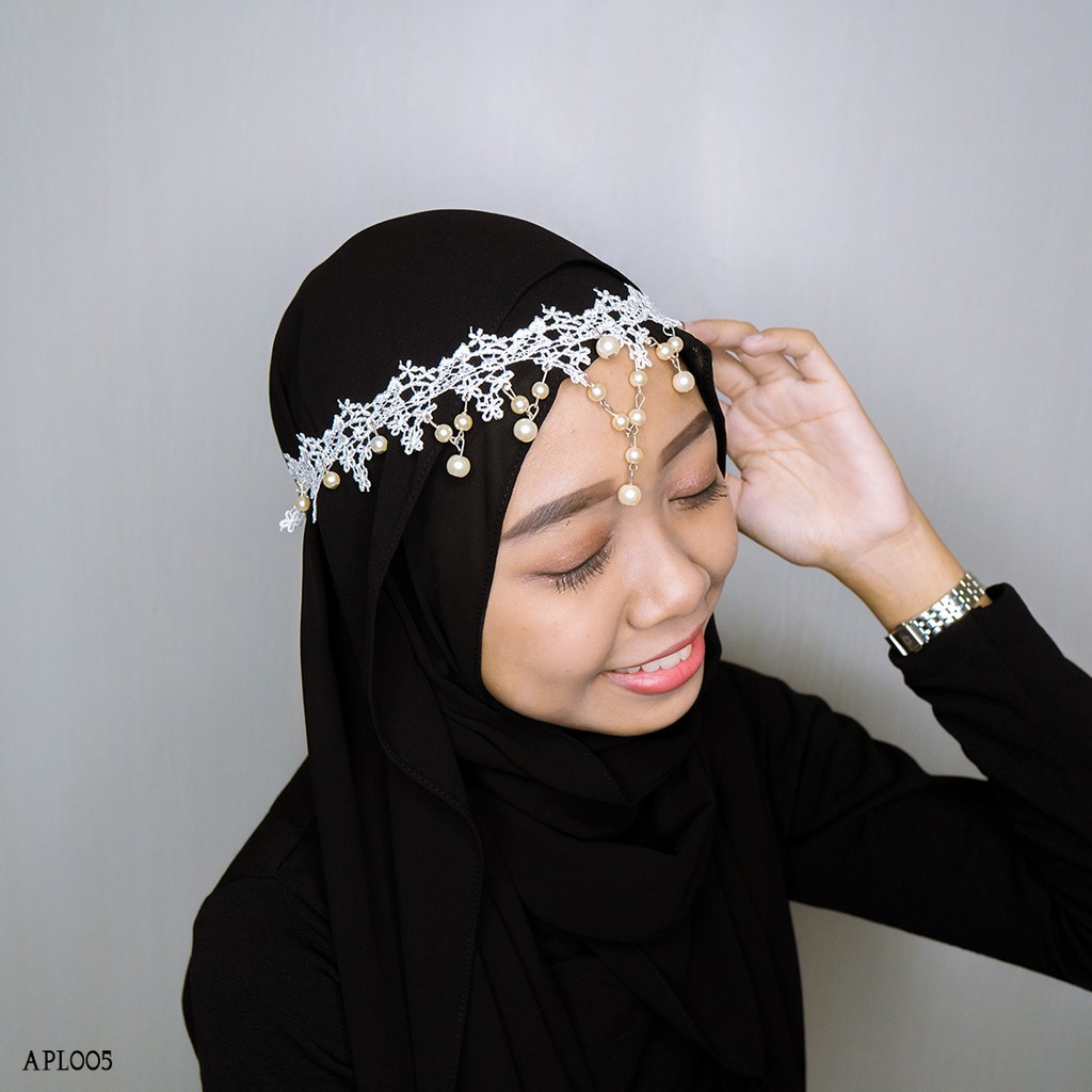 [PRODUK TERBATAS] TIARA HIJABERS AKSESORIS WEDDING LACE BROKAT PUTIH APL005
