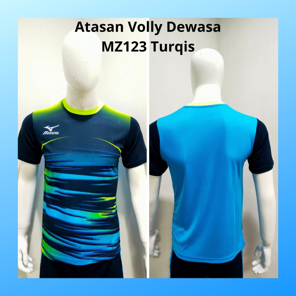 jersey volly pria kaos voli baju bola atasan wanita dewasa t-shirt outfit seragam jarsey kostum olahraga custom pakaian apparel sport jersy volley ball casual jersi suit MZ123 turqis