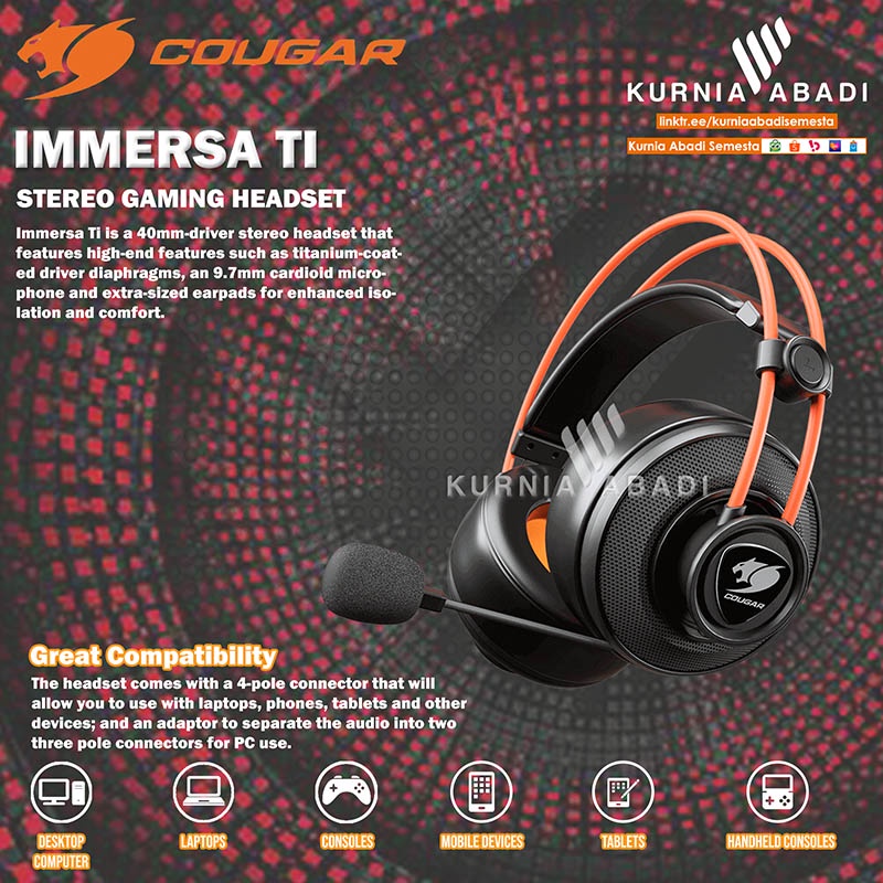 COUGAR GAMING HEADSET IMMERSA Ti 7.1 VIRTUAL SURROUND MESMERISING