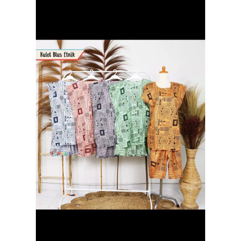 DASTER SETELAN BLUS MOTIF ETNIK / DASTER ATAS BAWAH / DASTER