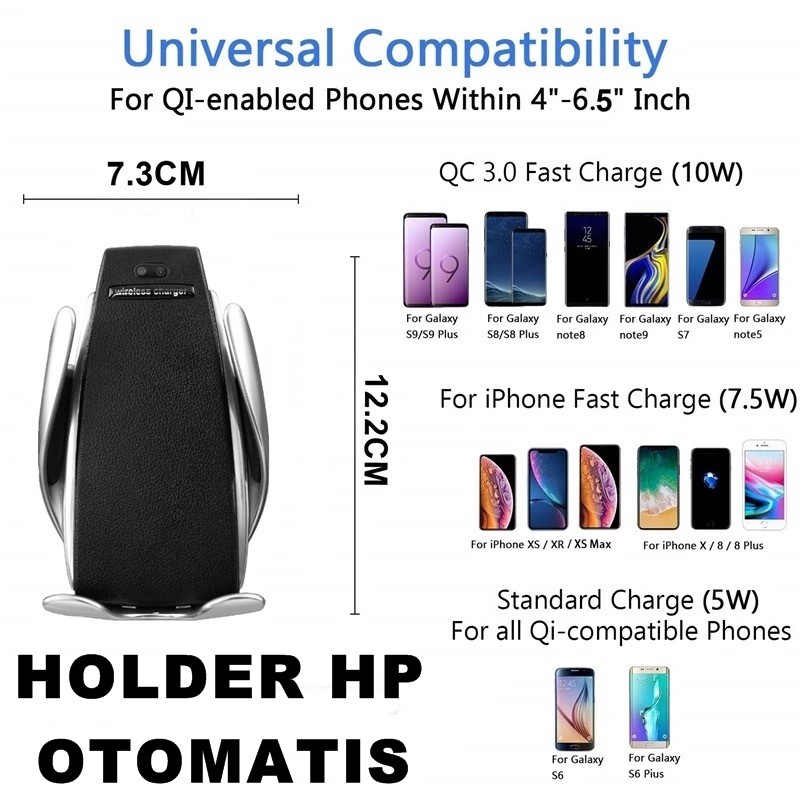 HOLDER CHARGER WIRELESS SENSOR BUKA TUTUP HOLDER OTOMATIS UNIVERSAL USE V2328