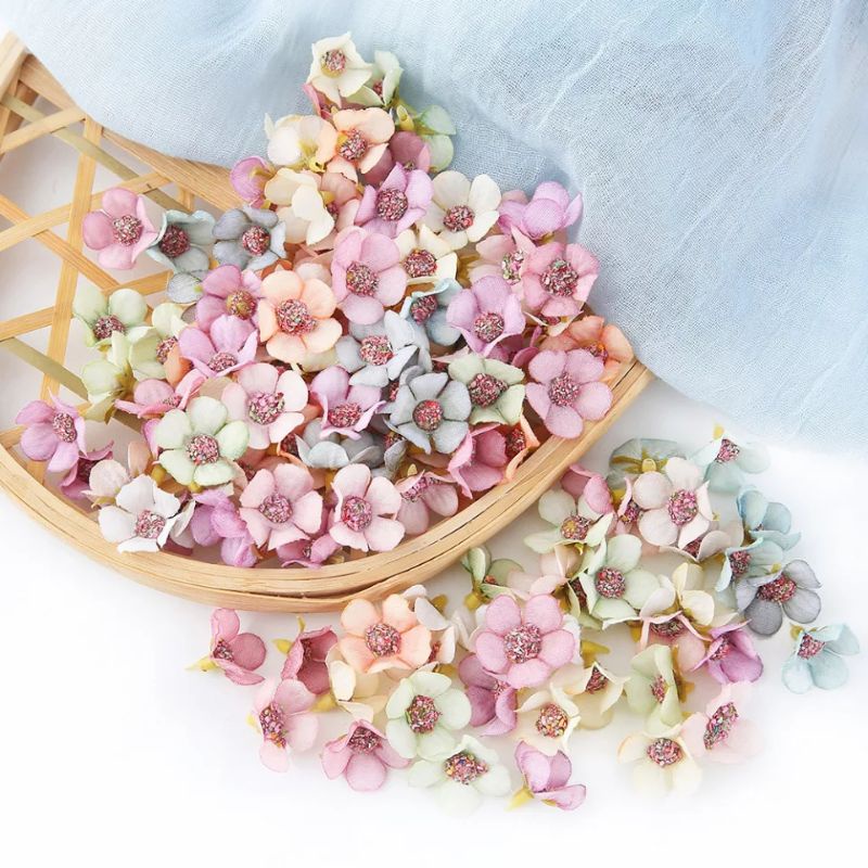 BUNGA ARTIFICIAL MINI KELOPAK BUNGA DAISY FLOWER FORGET ME NOT KEPALA BUNGA PLASTIK MAHAR FOTO PROPS