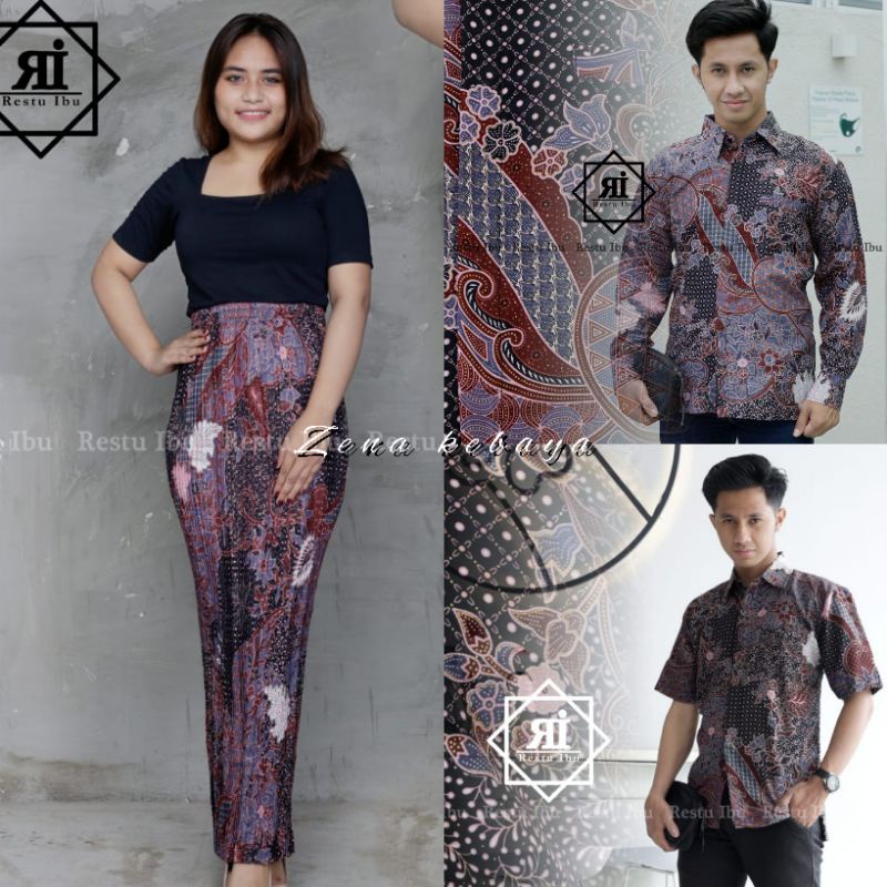 COUPLE KEMEJA BATIK ROK BATIK PRISKET MOTIF AUREL PINK