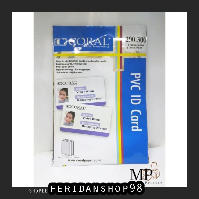 

FS105 KERTAS PRINT & FOTOCOPY KERTAS PVC CORAL ATK UNTUK BAHAN ID CARD A4 ISI 5 LEMBAR BY FERIDANSHO