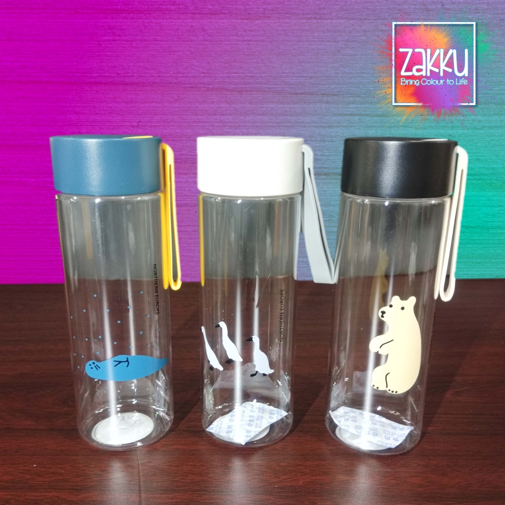 ZAKKU BOTOL MINUM PLASTIK ANIMALS 410ML - PORTABLE CUP - BOTOL TUMBLR LUCU