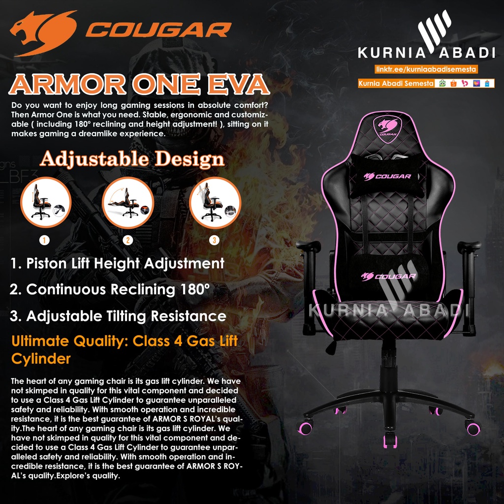 COUGAR GAMING CHAIR ARMOR ONE EVA / ONE X / ONE SKY BLUE ADJUSTABLE