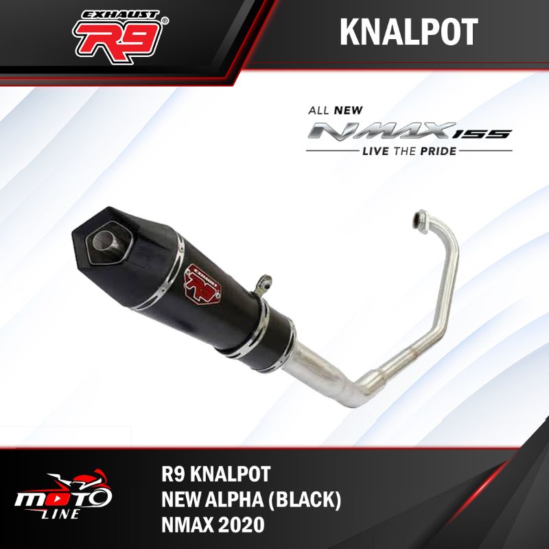 knalpot r9 new alpha black nmax 2020