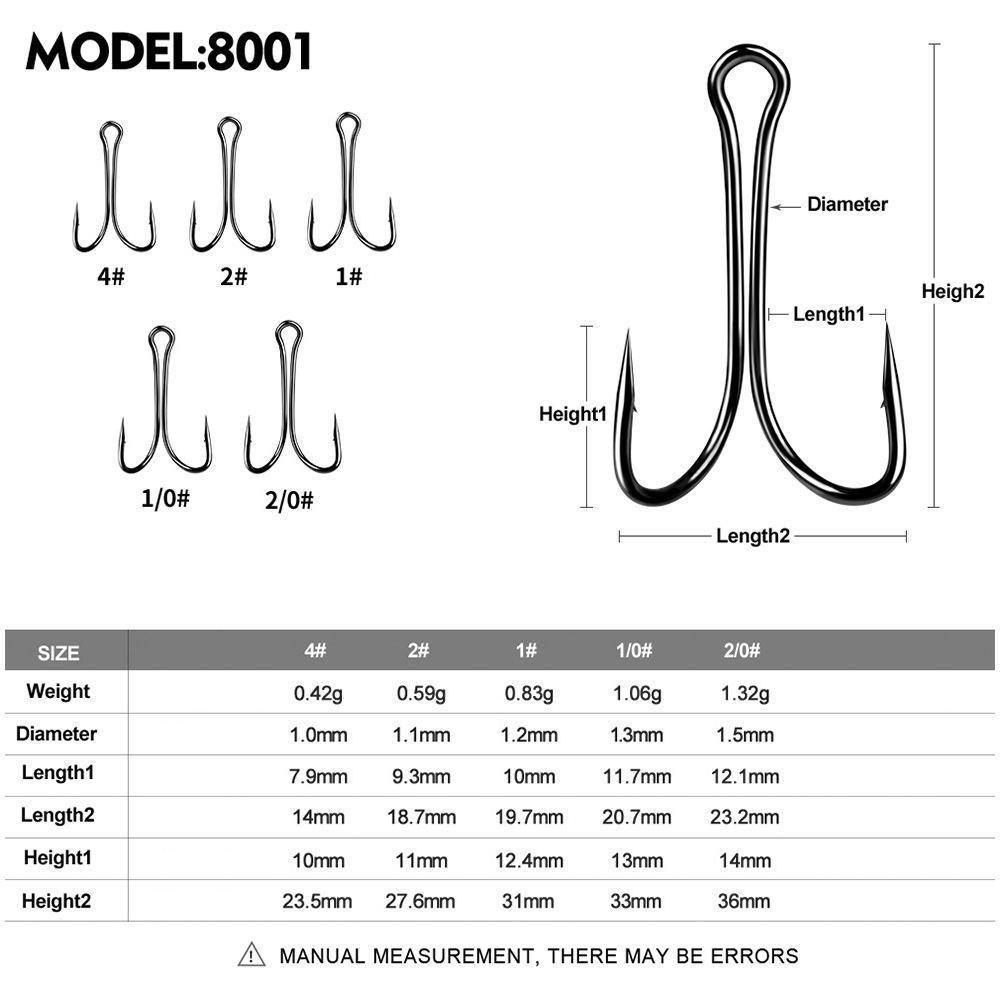 Preva Double Kail Pancing Tajam Ukuran1 2 4 6 8 Umpan Ikan Carbon Steel