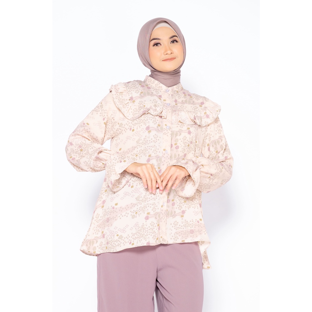 Clearance Sale - ZM Zaskia Mecca - Azura Sepia Blouse - Romansa Khatulistiwa - Edisi Bunga Kadupul